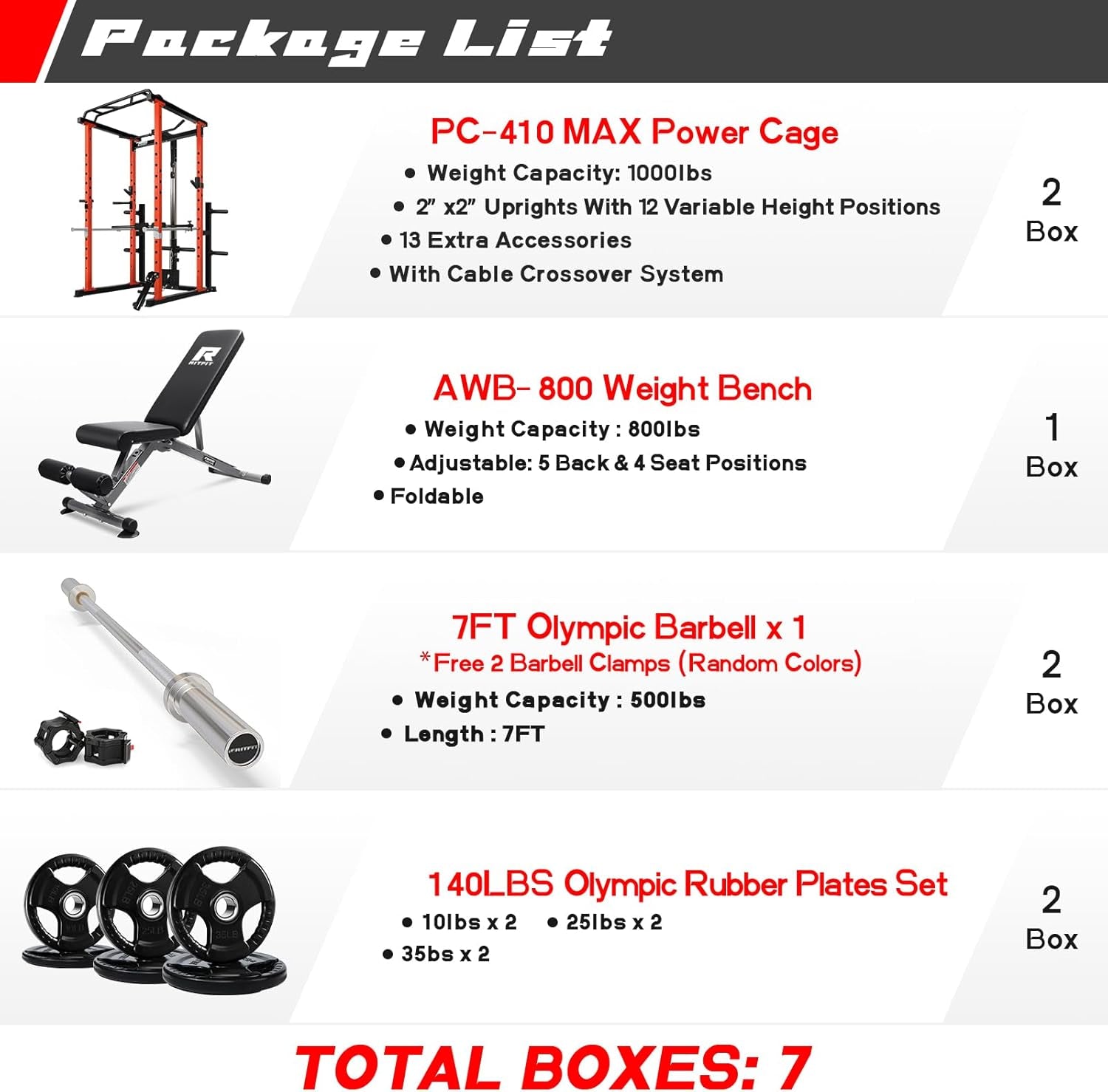 Squat Rack Power Cage Home Gym Package, Includes 1000LBS Power Rack with LAT Pull Down, Weight Bench, Rubber/Bumper Plates Set with Olympic Barbell (Package 1.2K (Rubber Plate 140Lbs))-Orange