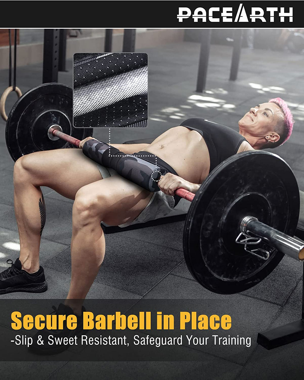 Barbell Pad for Hip Thrust, Standard Barbell Protective Foam, Squat Bar Pad with Closure, Neck & Shoulder Padding Hip Thrust Pad, Fits All Standard and Olympic Bars